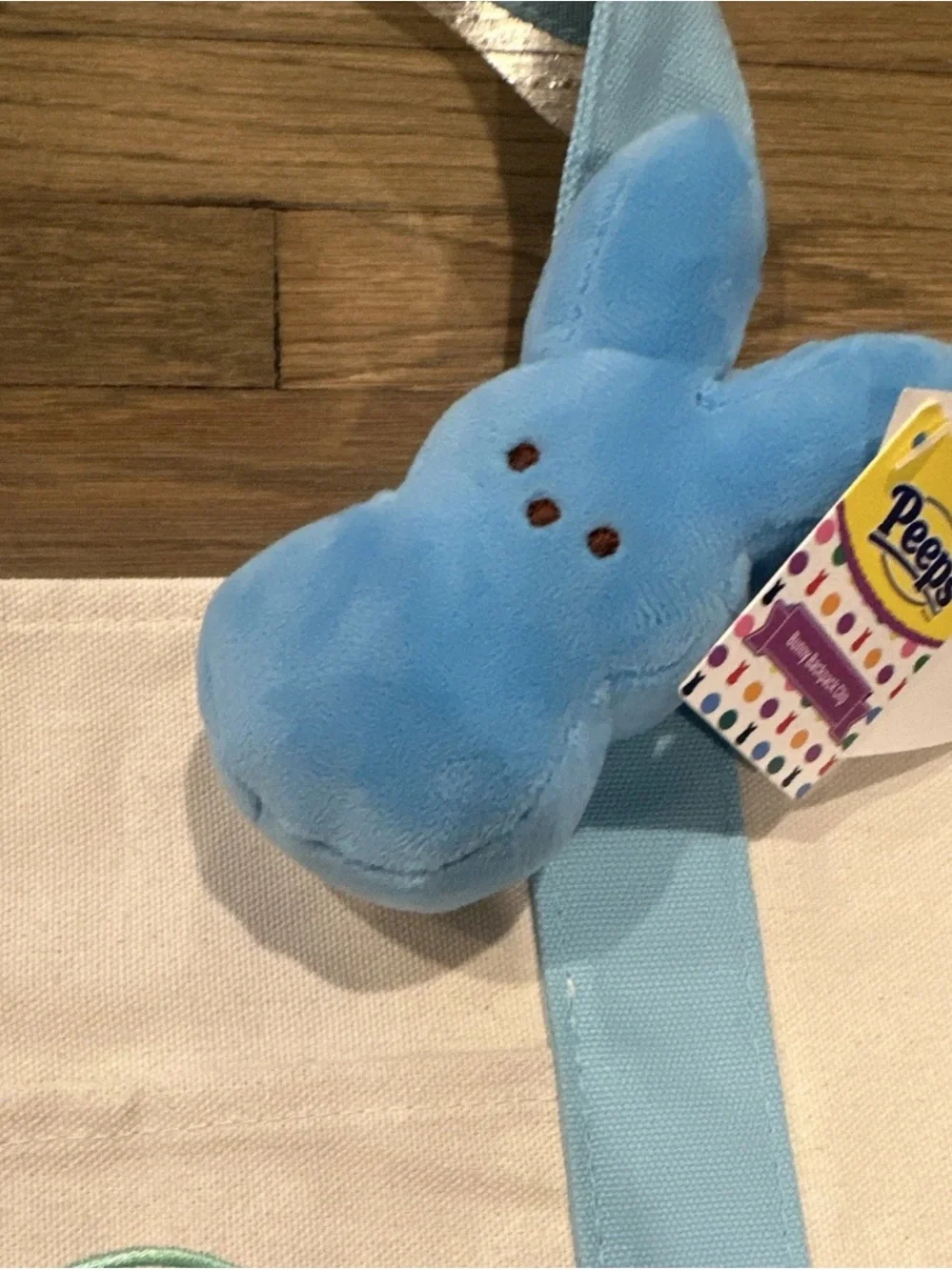 Trader Joe's Peeps Mini Pastel Canvas Tote Bag Mini Blue & Beige Canvas Tote